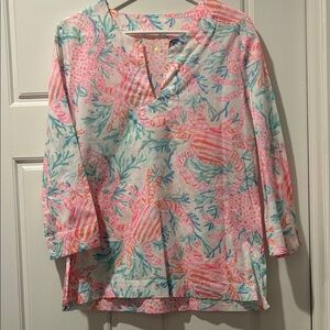 Lilly Pulitzer Pink and Blue Crab Print Tunic